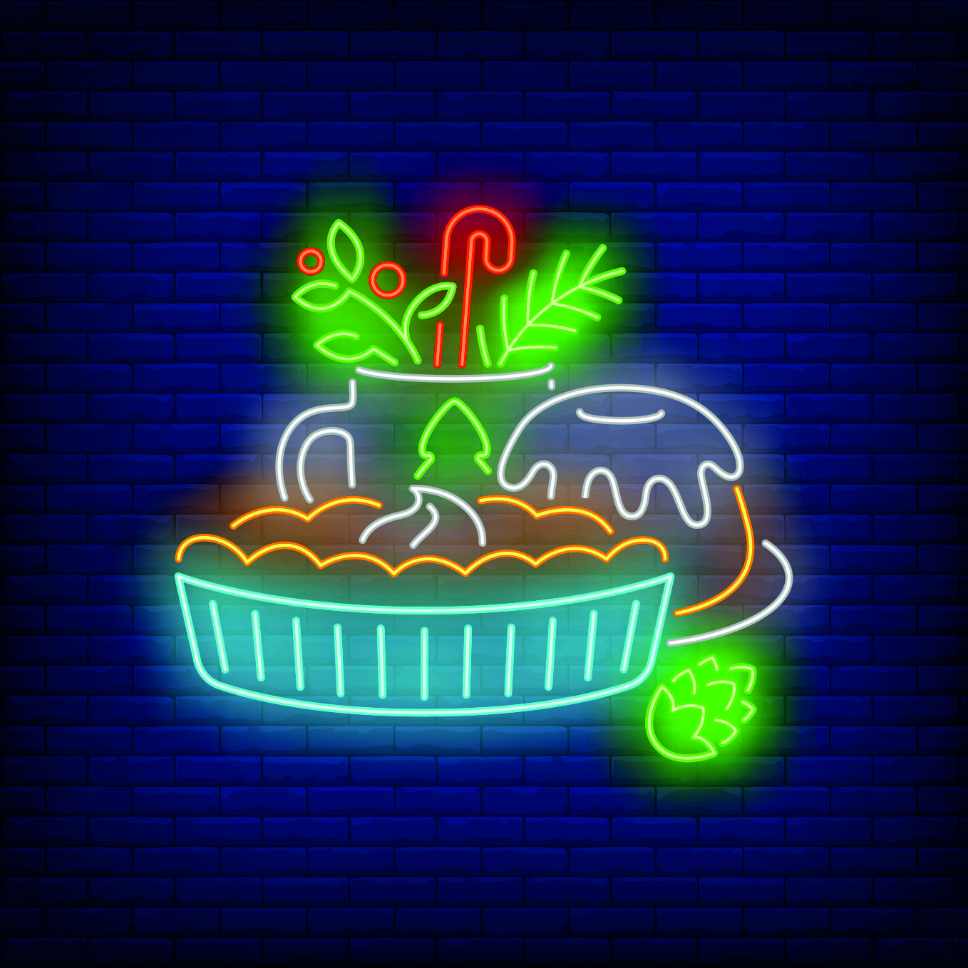 Christmas cakes and drink neon sign