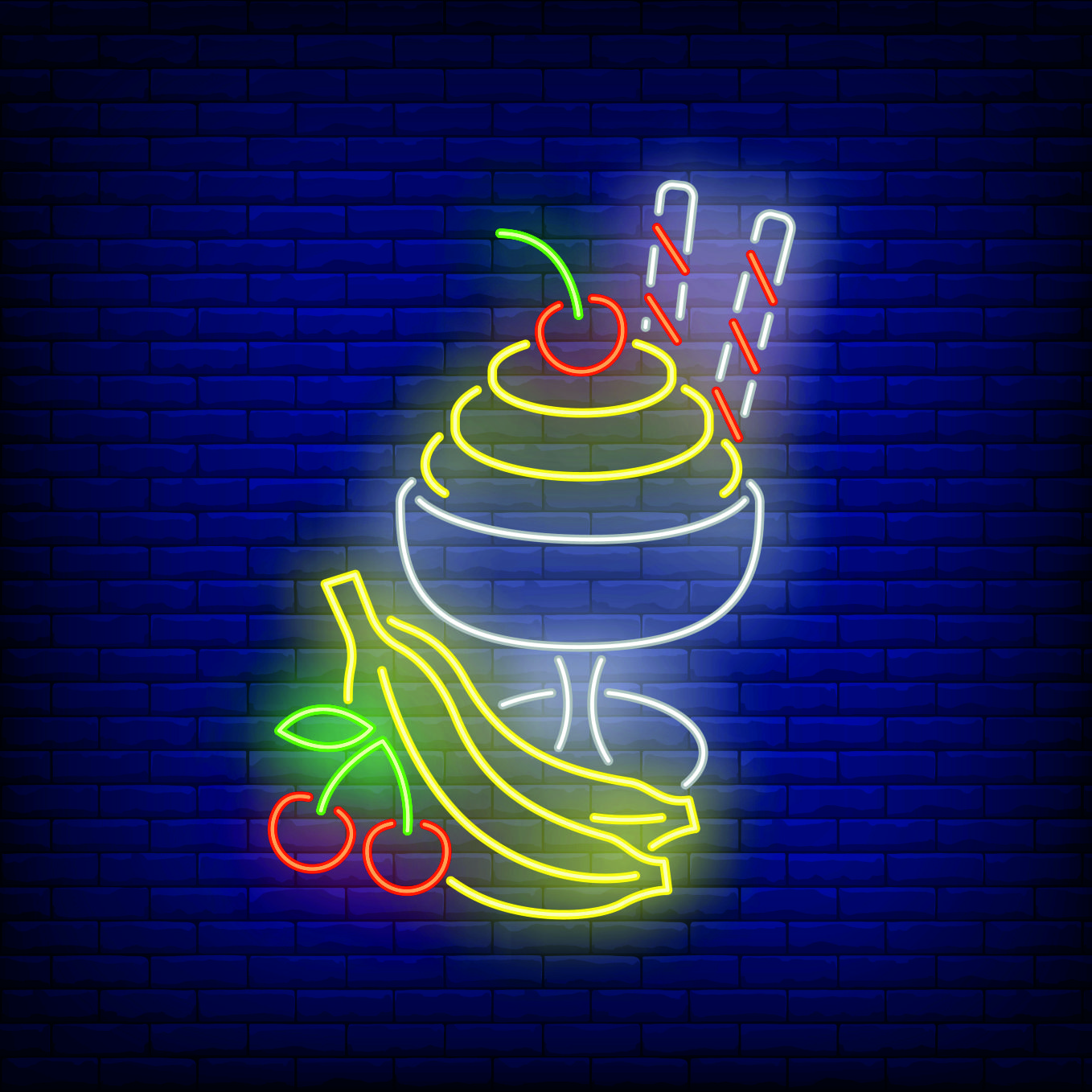 Ice cream sundae neon sign